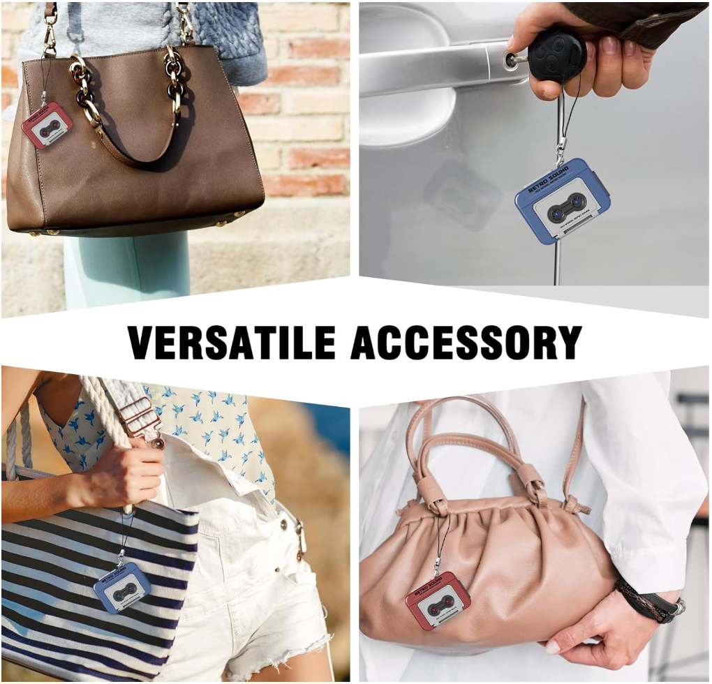 Retro Cassette Style Mini Voice Recorder Keychain