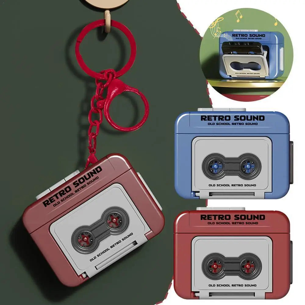 Retro Cassette Style Mini Voice Recorder Keychain