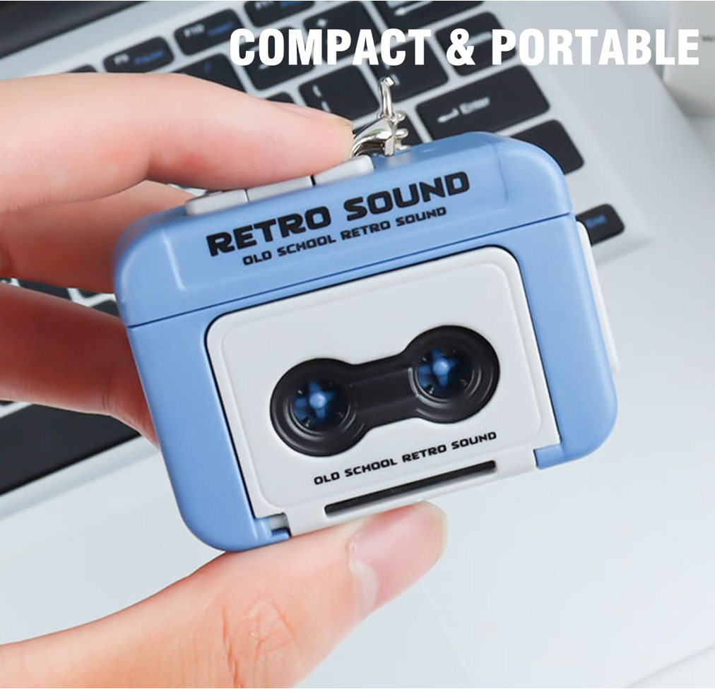 Retro Cassette Style Mini Voice Recorder Keychain